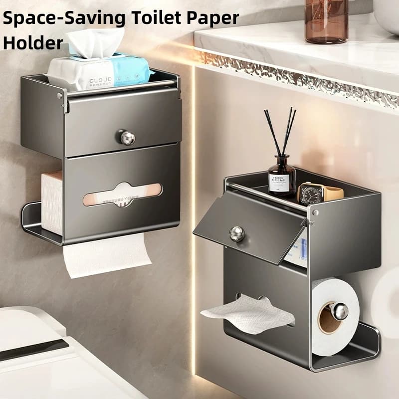Scatola per carta igienica, porta rotolo di carta igienica, porta rotolo senza foratura, contenitore per carta, portaoggetti per WC