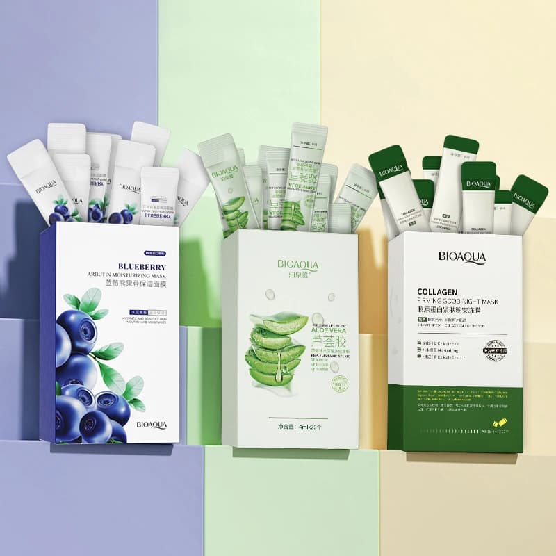 20 pz BIOAQUA Collagene Maschere per il viso per dormire Idratante Antirughe Sbiancamento Anti-età No-Wash Maschera per il viso per il sonno