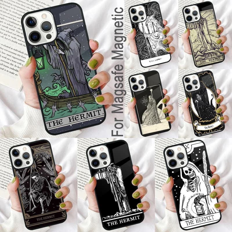 Custodia morbida per telefono The Hermit Tarot Card per iPhone 17 Air 16e Pro max 15 Pro 13 14 Plus 11 12 MagSafe Coque magnetica
