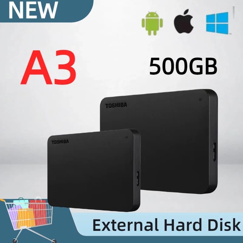 NEW For Toshiba Canvio Basics A3 Portable HDD USB3.0 High Speed External Hard Disk 500GB 1TB Black
