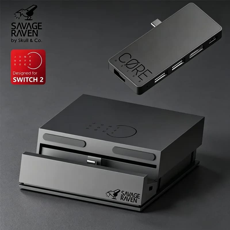 Savage Raven di Skull & Co. Hub USB C 4K con Dock Jumpgate e Supporto Portatile per Nintendo Switch OLED e Accessori per Dock Switch 2