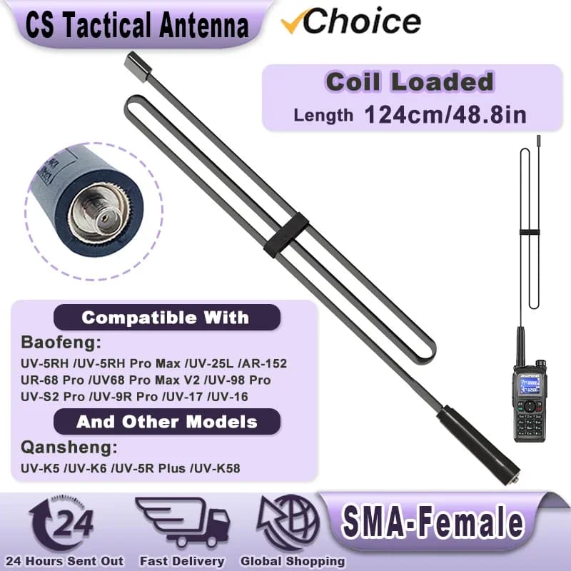 Baofeng Walkie Talkie CS 124CM Tactical Antenna UV-K5 Foldable Aerial SMA-F VHF UHF UV-5R UV-82 UV-S9 Plus UV-9R PLUS UV16