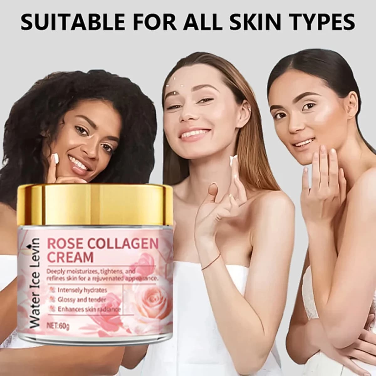 Cream Faced with the Collagen of Rose 60g with Hyaluronic Acid and Vitamin C - Hydrating Cream and Radiant for a Bright Skin, Soft and Radiosase