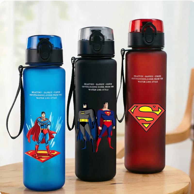 650ml Supermans Sports Water Bottle Women Men Motivational Leak Proof Portable Reusable Cup Outdoor Travel Gym Jugs Gift 1PCS
