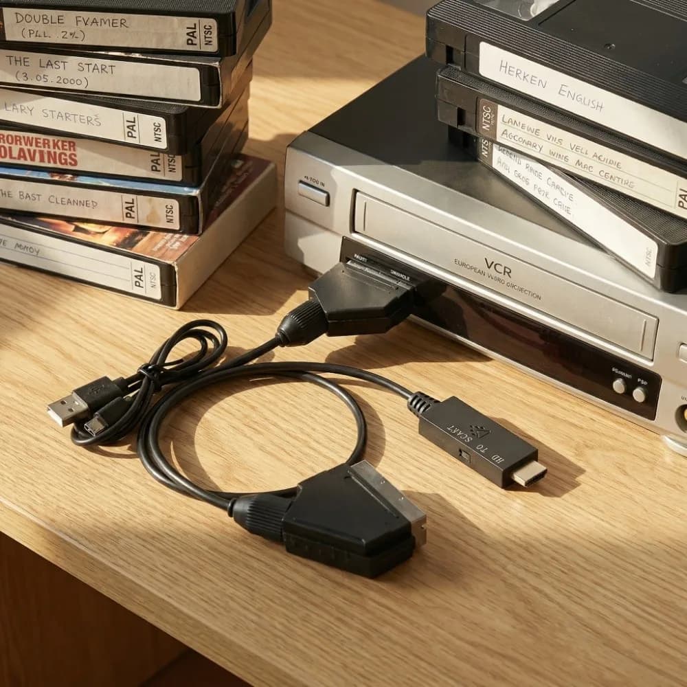 Cavo di Interfaccia Multimediale HD PAL NTSC, Adattatore Convertitore SCART Digitale Plug-and-Play per TV, VHS, VCR, DVD