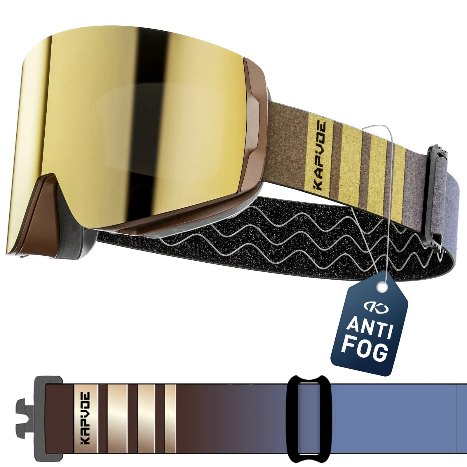 KAPVOE Nuovo Inverno Occhiali da sci all'aperto Doppio magnete Assorbe strati UV400 Rivestimenti antiappannamento Motoslitta Snowboard Sci Uomo Donna