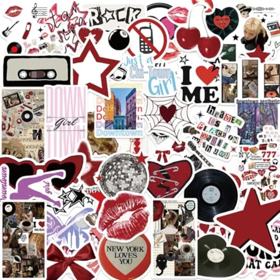 50 Pieces Cheap Fashion Style Stickers, Trendy Y2K Stickers package for Water Bottles, Fun Vinyl Stickers Waterproof for Teenagers