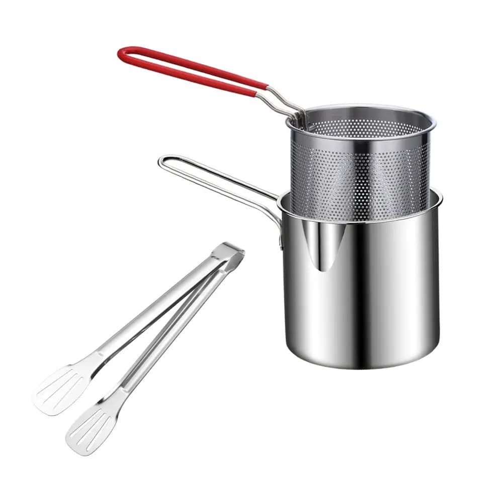 Induction Frying Basket with Slots, Stainless Steel Background Knife For Fryer