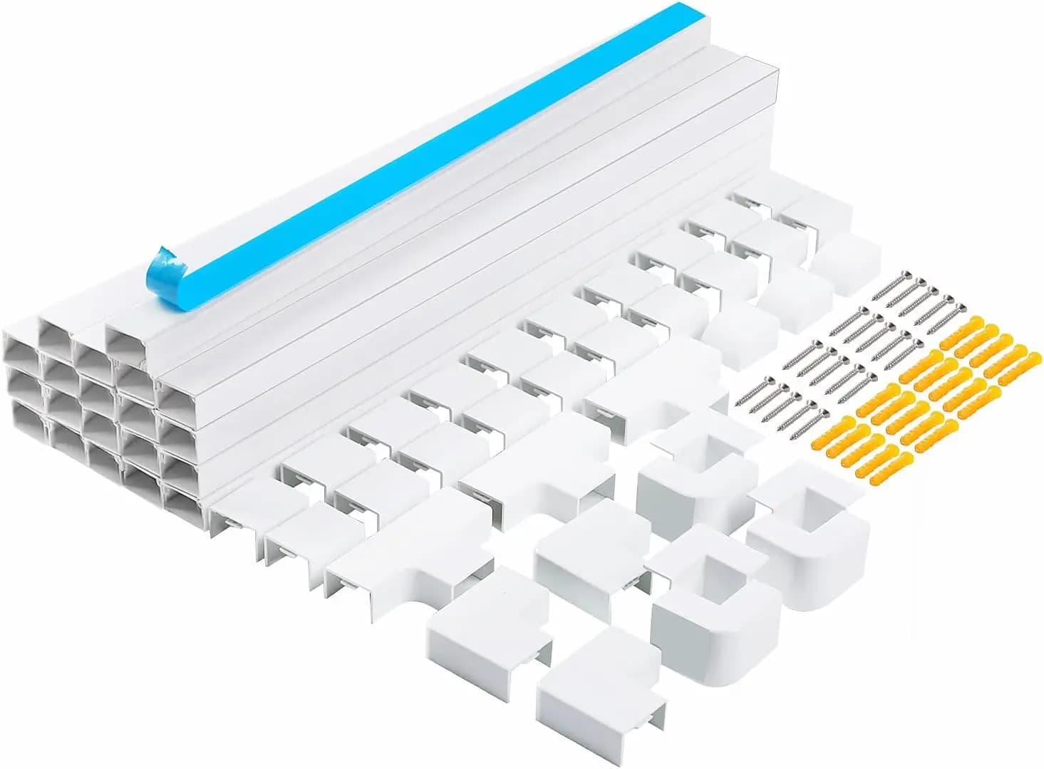 Kit da 20 Pezzi di Copricavi Bianchi per Gestione Cavi a Parete, Facile Installazione