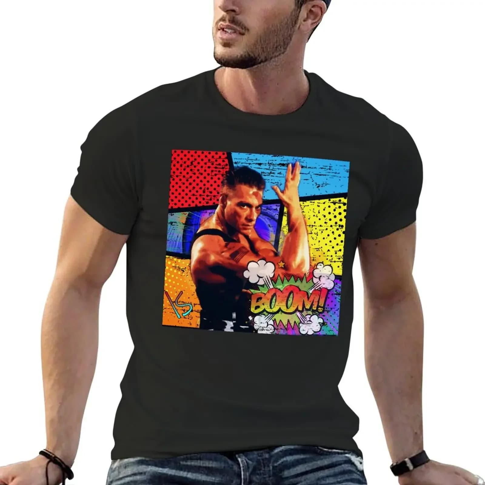 T-shirt Jean Claude Van Damme per ragazzi, maglietta grafica con stampa animalier, magliette divertenti da uomo