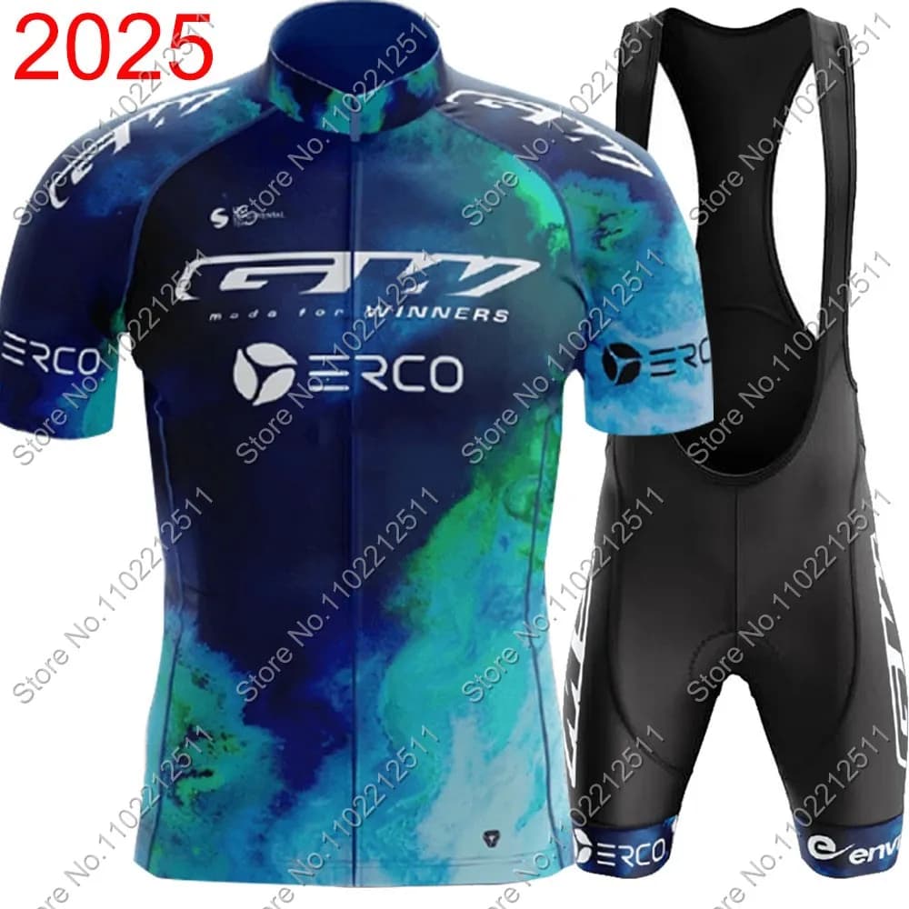 GW Erco Team 2025 Aero Maglia da ciclismo Set Colombia Abbigliamento Kit manica corta da uomo Camicie da bici da strada Tuta da MTB Pantaloncini con bretelle da bicicletta