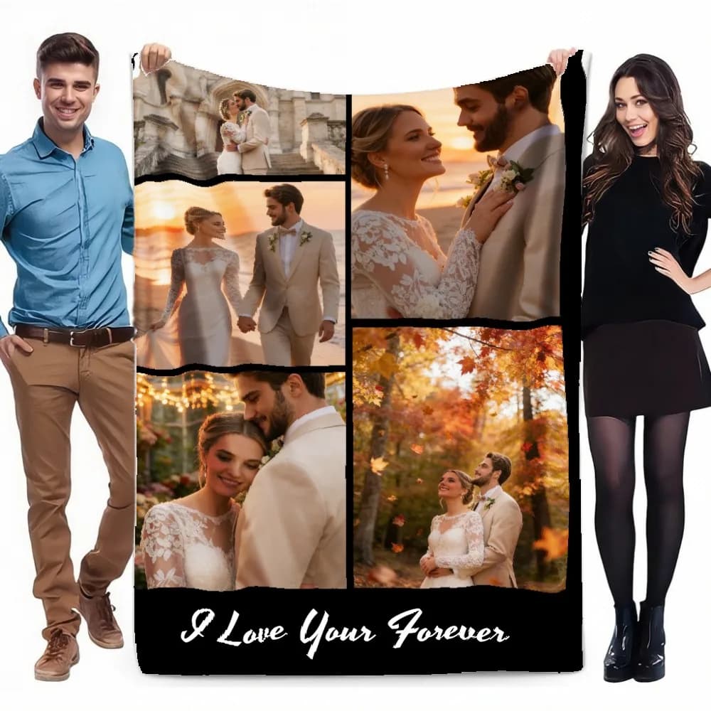 Coperta in Flanella Personalizzata con Foto - Stampa Immagine Personalizzata, Morbida e Accogliente per Tutte le Stagioni, Regalo Perfetto per Anniversari e Amici