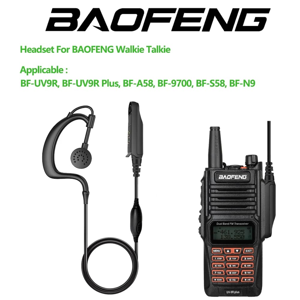 Baofeng Impermeabile Walkie Talkie Radio bidirezionale UV-9R Eear Hook PTT Microfono Auricolare per UV9R Pro UV-82WP UV-9R PLUS BF-9700 UV-XR