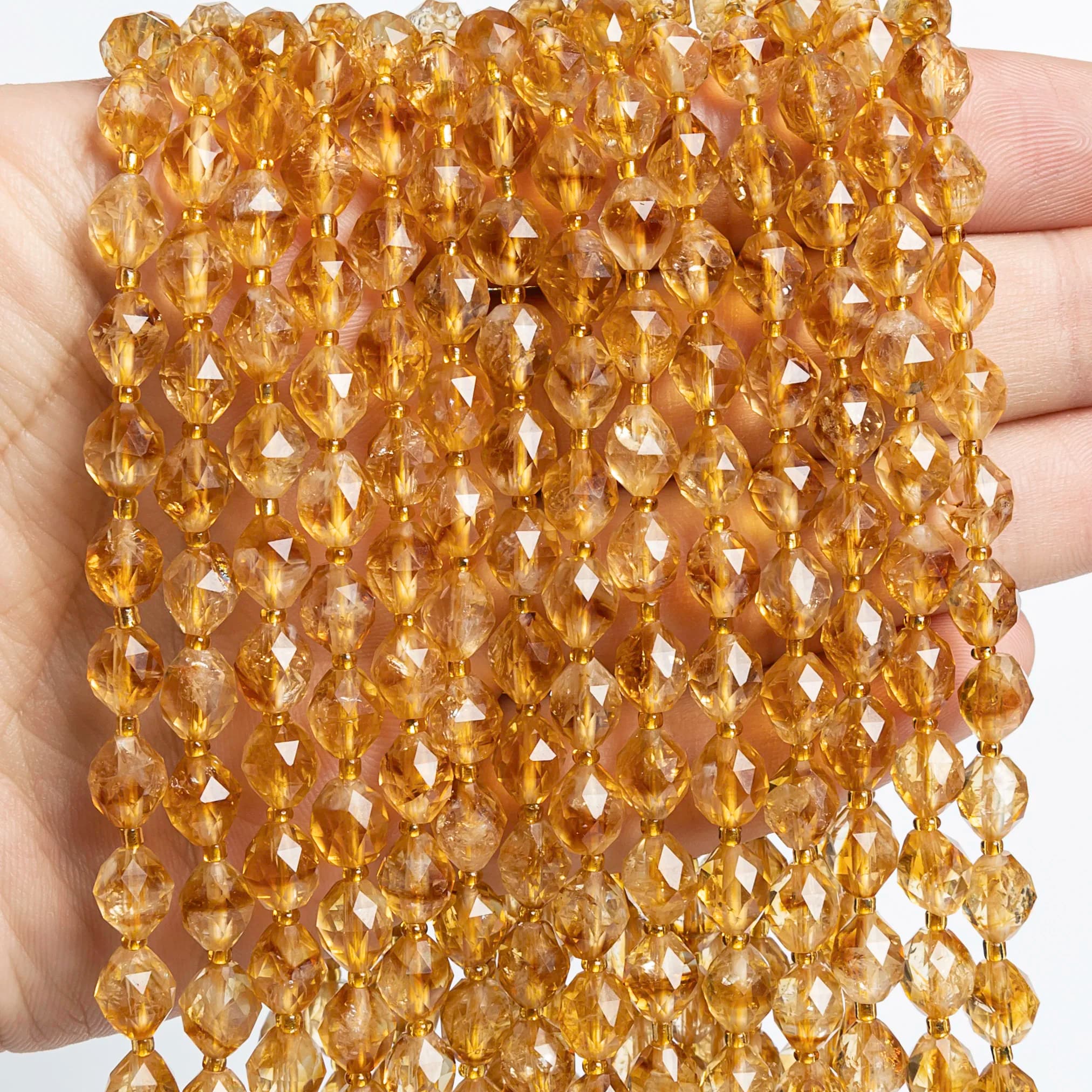 8MM Citrinidi gialli sfaccettati Perline di pietre preziose Collana di perline di pietre preziose Perline distanziatrici allentate per la creazione di gioielli Fai da te Trovare il braccialetto