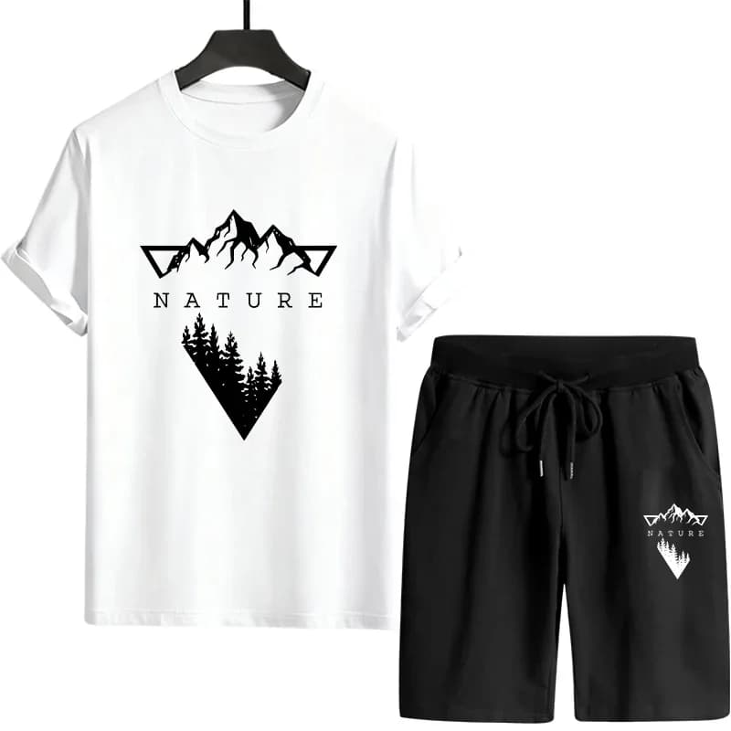 Completo Tuta Sportiva da Uomo 2026: T-shirt e Pantaloncini Stampati per Allenamento Casual, Sport all'Aperto, Jogging e Streetwear Estivo