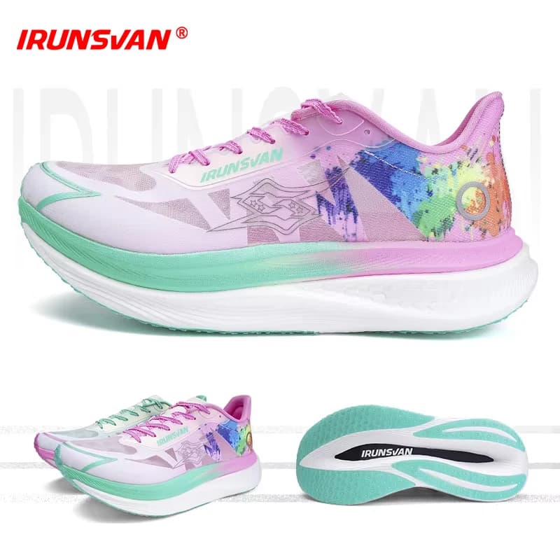 IRUNSVAN Scarpe da corsa professionali per maratona con piastra in nylon e carbonio 2024 Adatte per corridori pesanti Rimbalzo ammortizzato traspirante