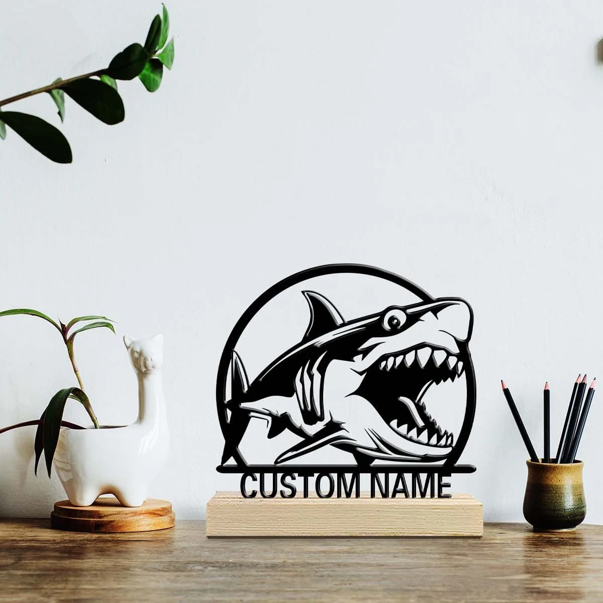 1pc Fashionable Personalized Custom Metal Statue Custom Content With Wooden Base Unique Desktop Decoration Custom Gifts