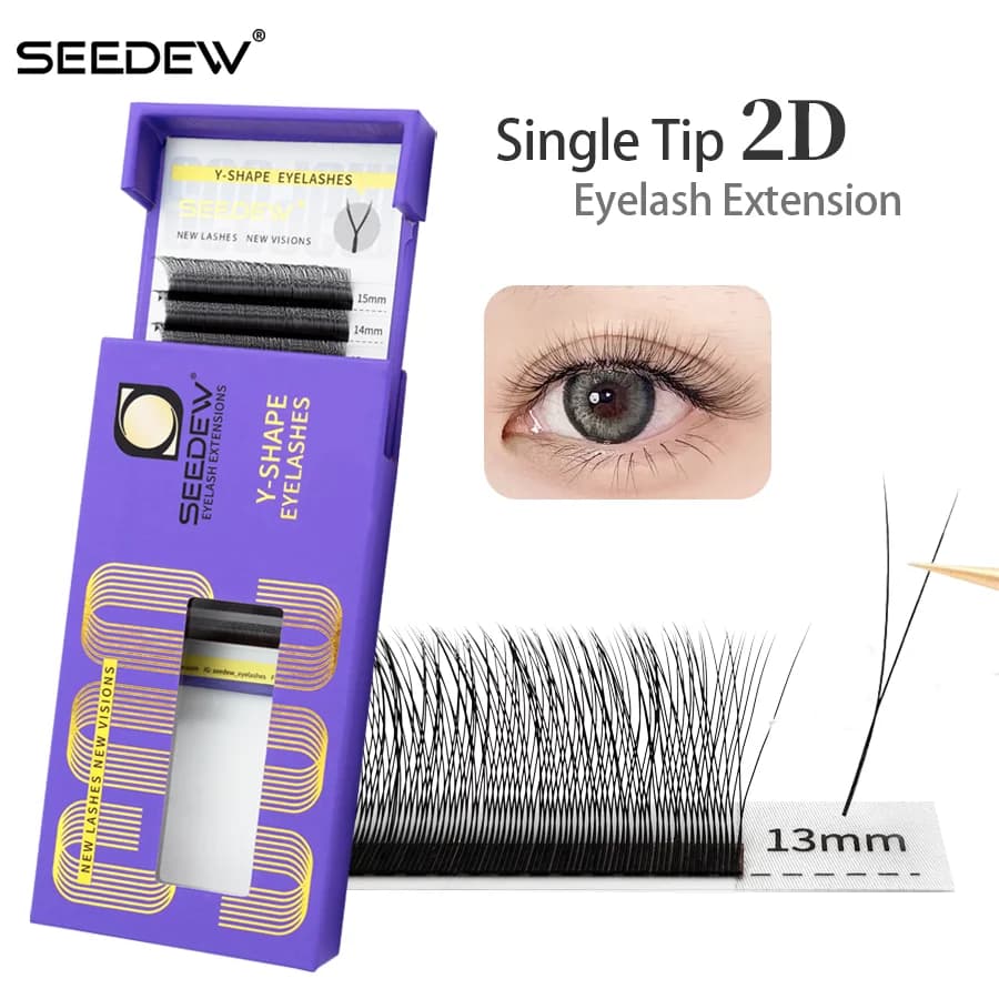 SEEDEW Single Toe 2D Extension Y Shape Eyelash Small Velvet Flower Grafted Fined Eyelash Natural Soft