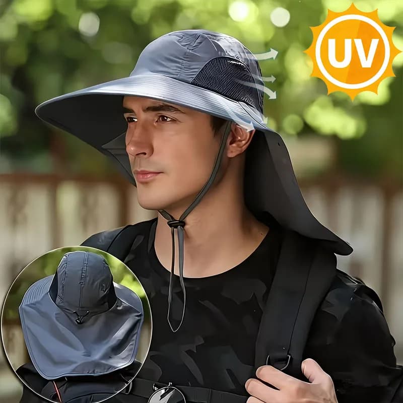 Cappello da Pesca Estivo 1/2/4 Pezzi per Uomo, Cappello a Tesa Larga con Protezione Solare e Patta per il Collo, Parasole per Escursionismo e Campeggio
