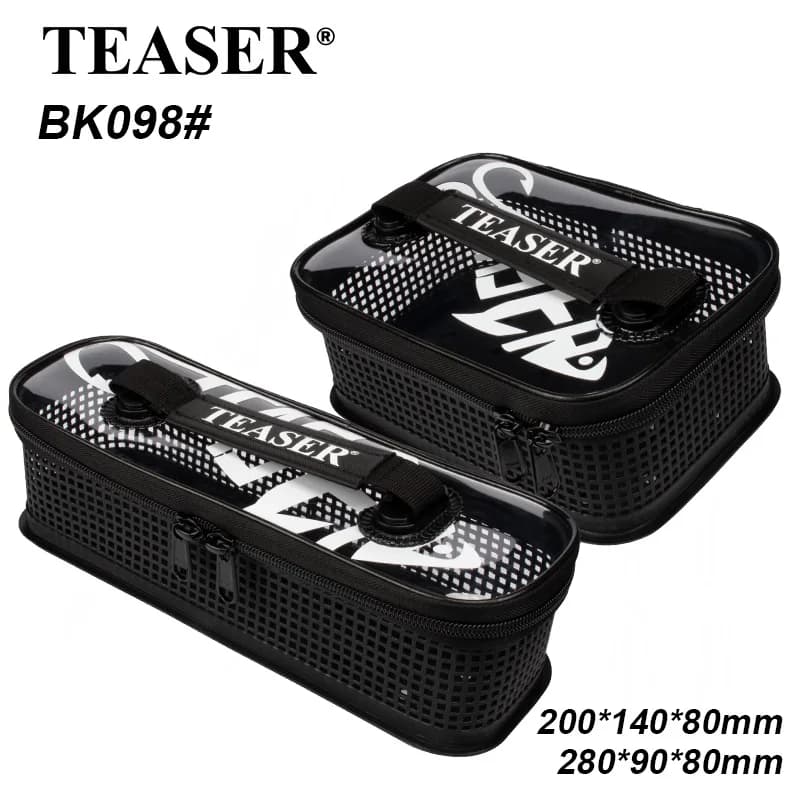 TEASER BK098 Borsa portaoggetti portatile per esche da pesca con superficie in rete lavabile per esche da pesca in mare e borsa con piastra in ferro