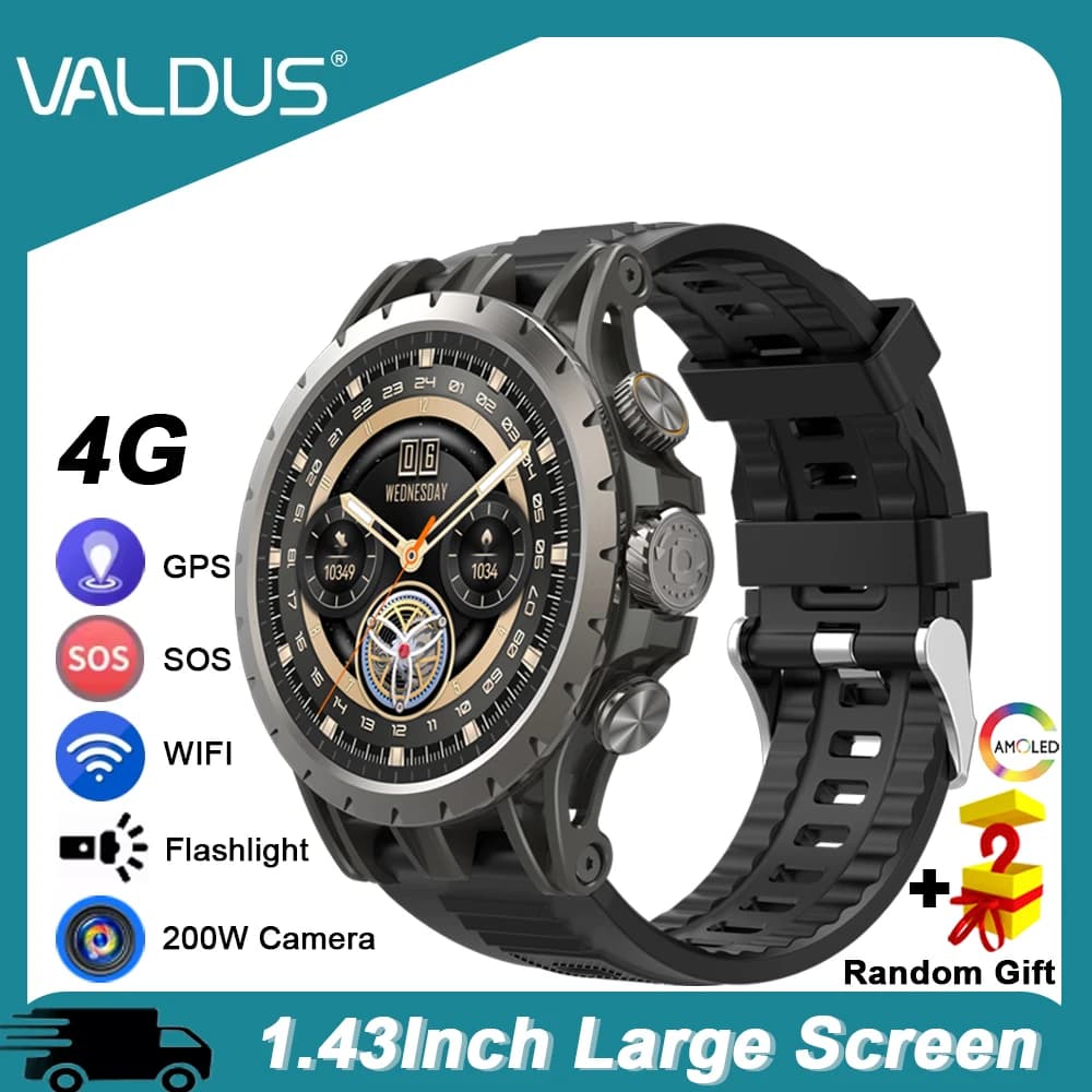 VALDUS 4G Smartwatch for women VG54 Pro AMOLED watch with SIM card HD camera GPS WIFI Fitness Sport 32G Rom 2024 Smart Watch