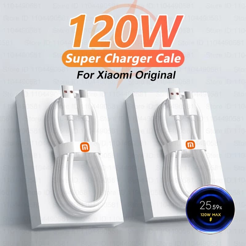 For Xiaomi Original 6A Usb Type C Cable Charger 120W Turbo Fast Charging Type For Mi 15 14 13 12 11 10 Pro Ultra Redmi Note K50