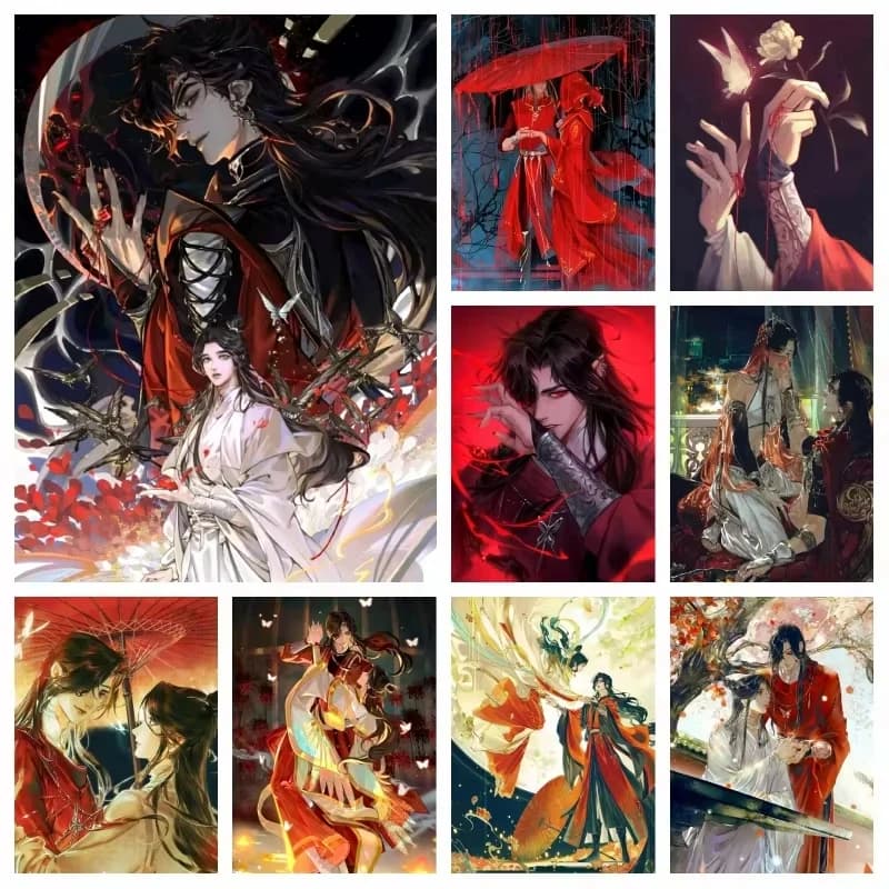 5D DIY Anime Tian Guan Ci Fu Diamond Painting Full Drills Hua Cheng Xian Lian Heaven Official's Blessing Art Decor