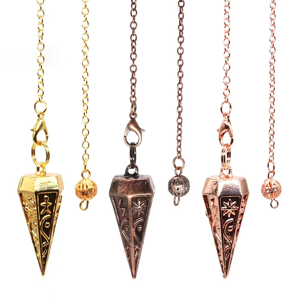 Pendoli in metallo per la divinazione rabdomanzia placcatura in rame pendoli Reiki guarigione ciondolo meditazione spirituale collane gioielli regali