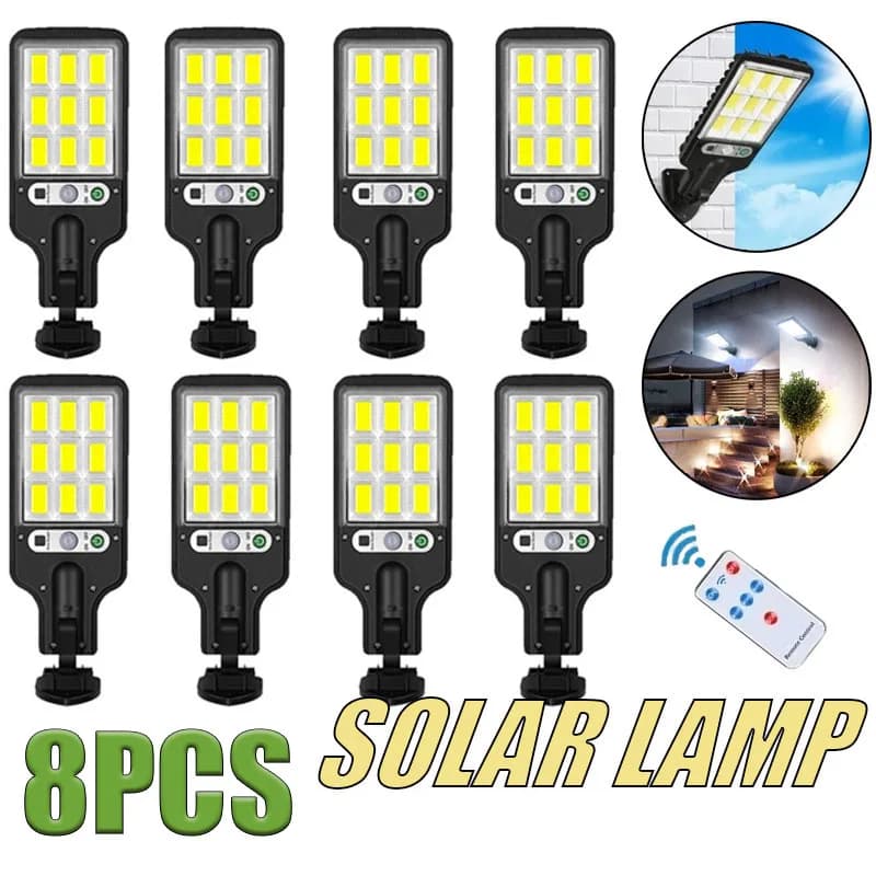 2-Pack Solar Area Lights Outdoor Commercial 9000W LED Parking Lot Light with Motion Sensor Monocrystalline Solar Charging Panel Aluminum Housing Dusk to Dawn IP66 Waterproof Security Lighting