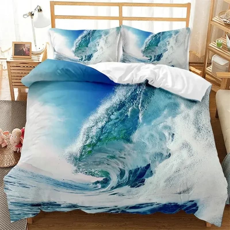 Copripiumino da spiaggia estivo hawaiano Set di biancheria da letto con paesaggio marino tropicale esotico Copripiumino in microfibra con palme per la camera dei bambini per adulti