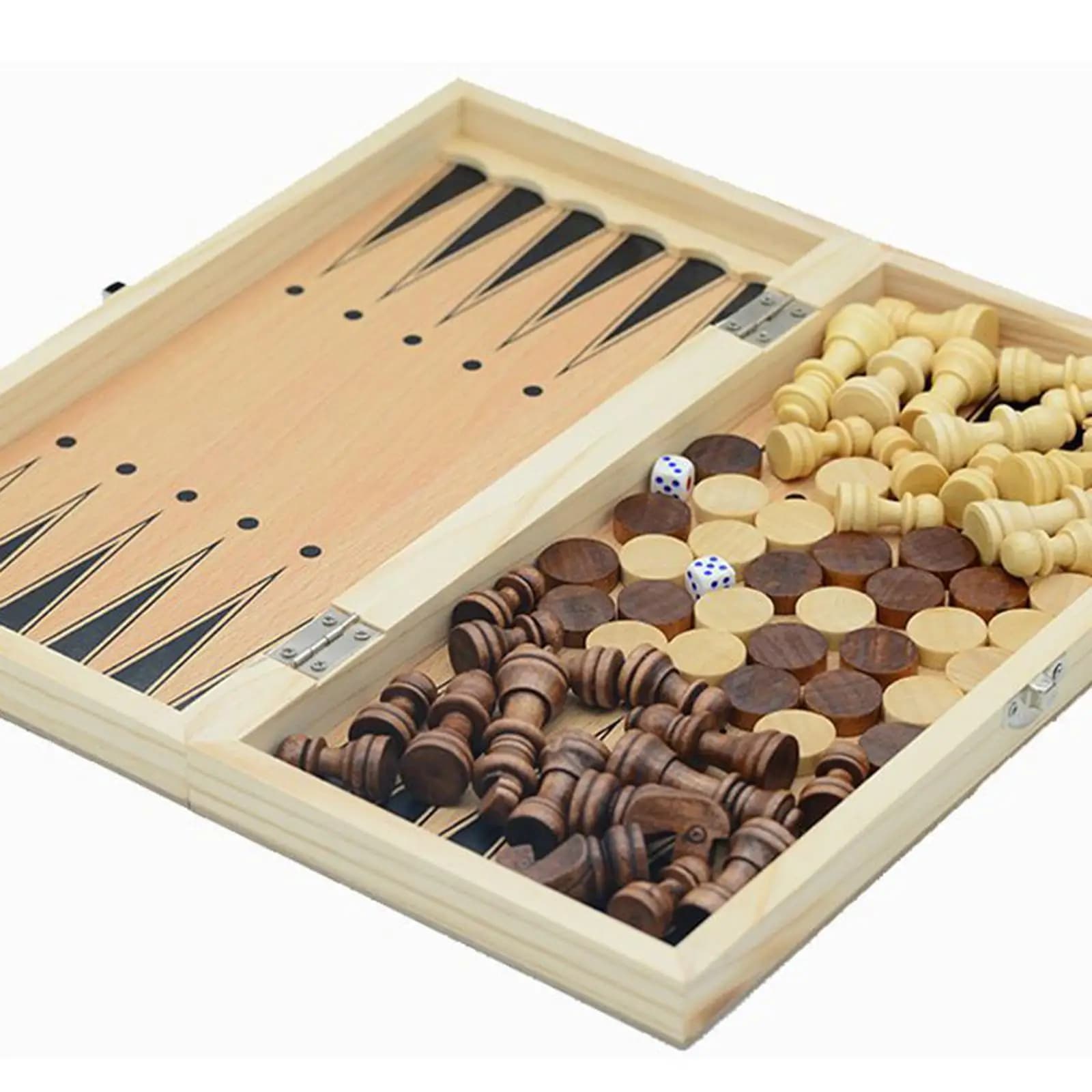 Wooden Chess Set Folding Board Multifunction Puzzle Chess Board Game Accessories for Home Travel Scenario