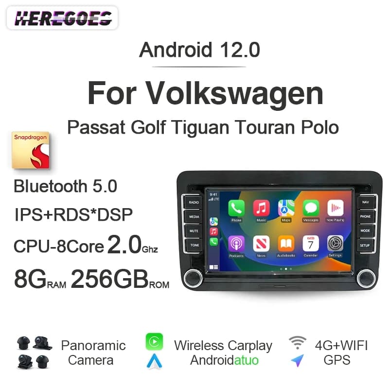 Carplay 2 Din Auto Android 12 autoradio GPS 8 + 256G navigazione 8 Core autoradio per Volkswagen Passat Golf Transporter Polo Jetta