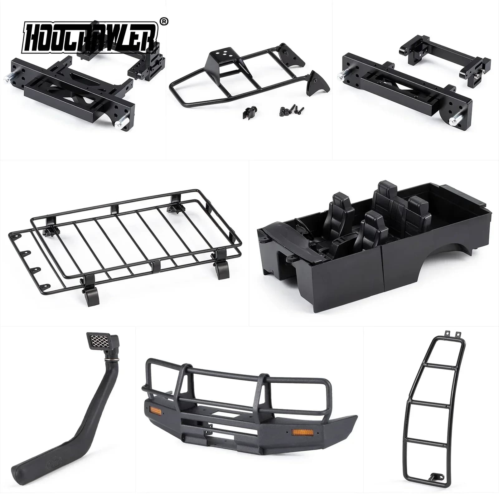 Front bumper Bull Bar, Luggage carriers and Snorkels with RC models LC80 1/10, Compatible with SCX10 TRX4 Redcat GEN8