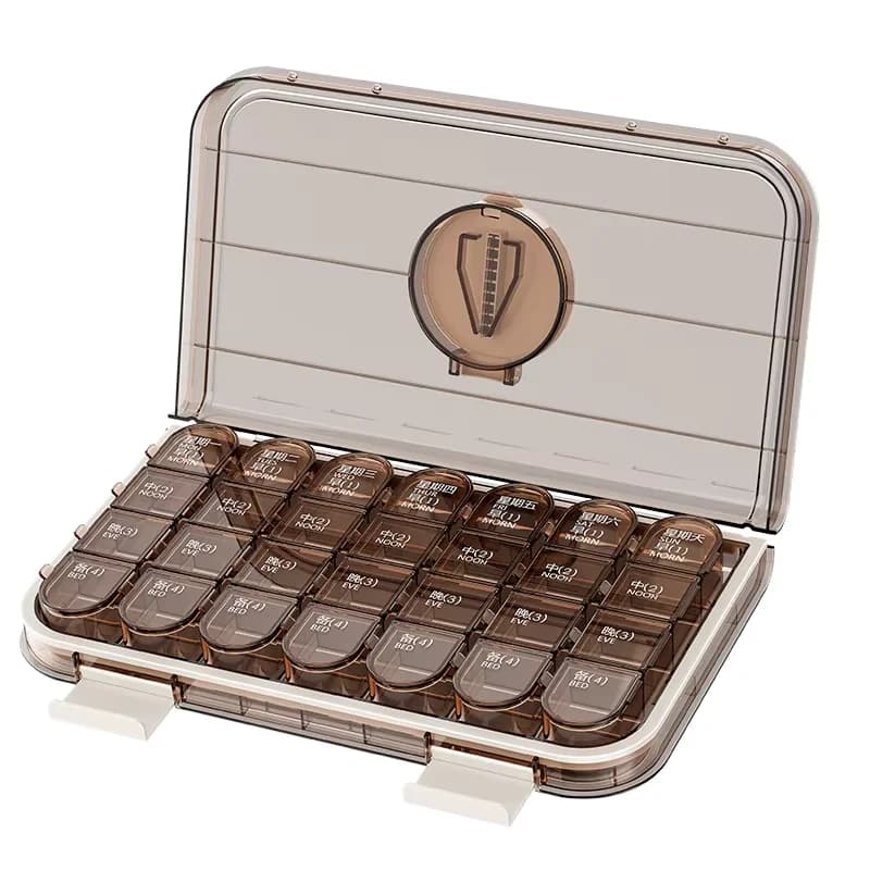 Weekly pills with 21/28 Departments, Large Container for Daily Pills, Organizer for Medicine, Vitamins and Supplements