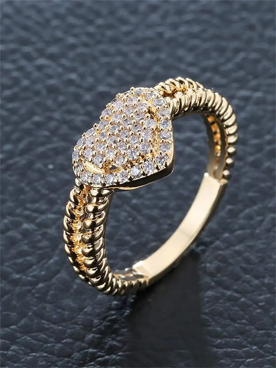 Cubic Zirconia Heart Ring Copper Jewelry for Valentine’s Day Mom Gift