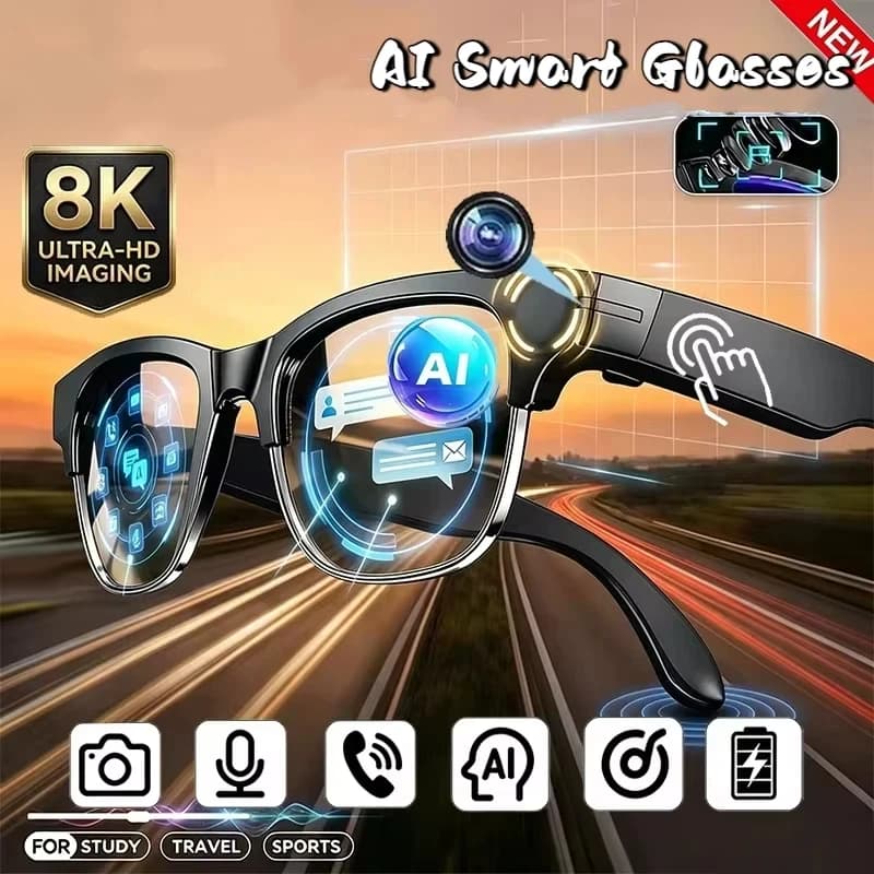 Lenovo Smart Glasses AI Voice Assistant 4K Remote Control Touch Photo Camera Recording Translator Wireless Bluetooth Sunglasses