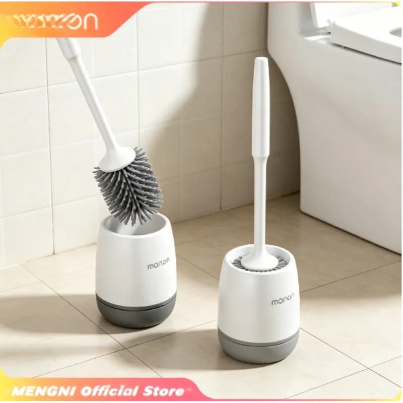 Wall Mounted Long Handle Toilet Brush, TPR Soft Silicone Head Bathroom Cleaning Brush, Bathroom Hardware Accessories