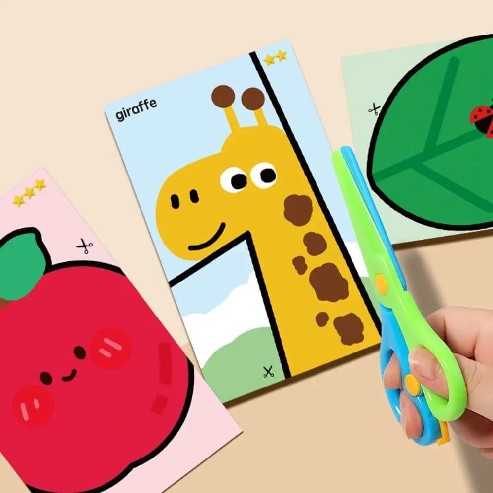 Safety Children Paper Cuttings Kits with Tool Development Art Craft Scrapbooking Training Kids Preschool Cutting Practice