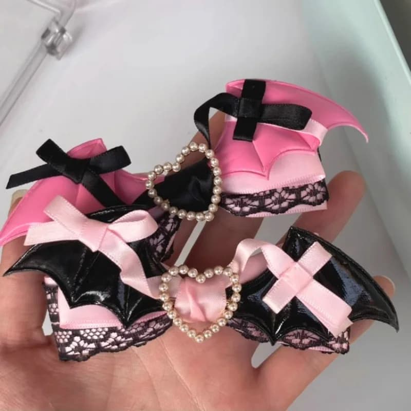 Accessorio per capelli Lolita, fermaglio con fiocco in pizzo nero e rosa, graziosa forcina per ragazza.