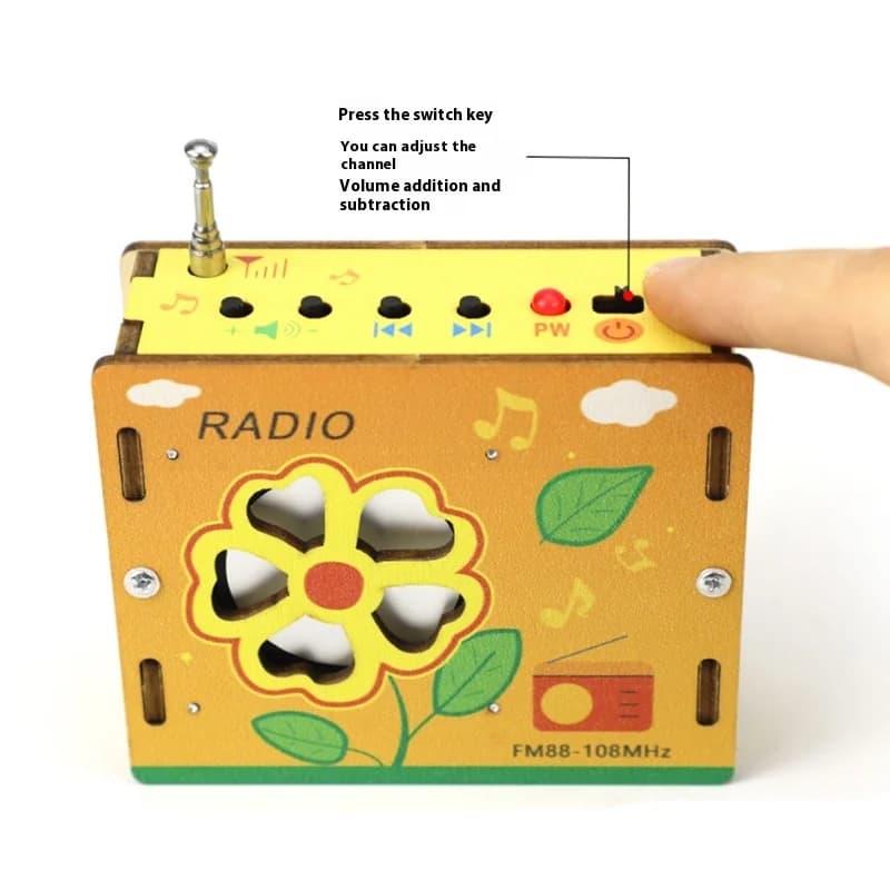 Fai da te modello radio FM giocattolo decorativo kit di esperimenti scientifici in legno puzzle di apprendimento scientifico esperimento materiali di assemblaggio fatti in casa