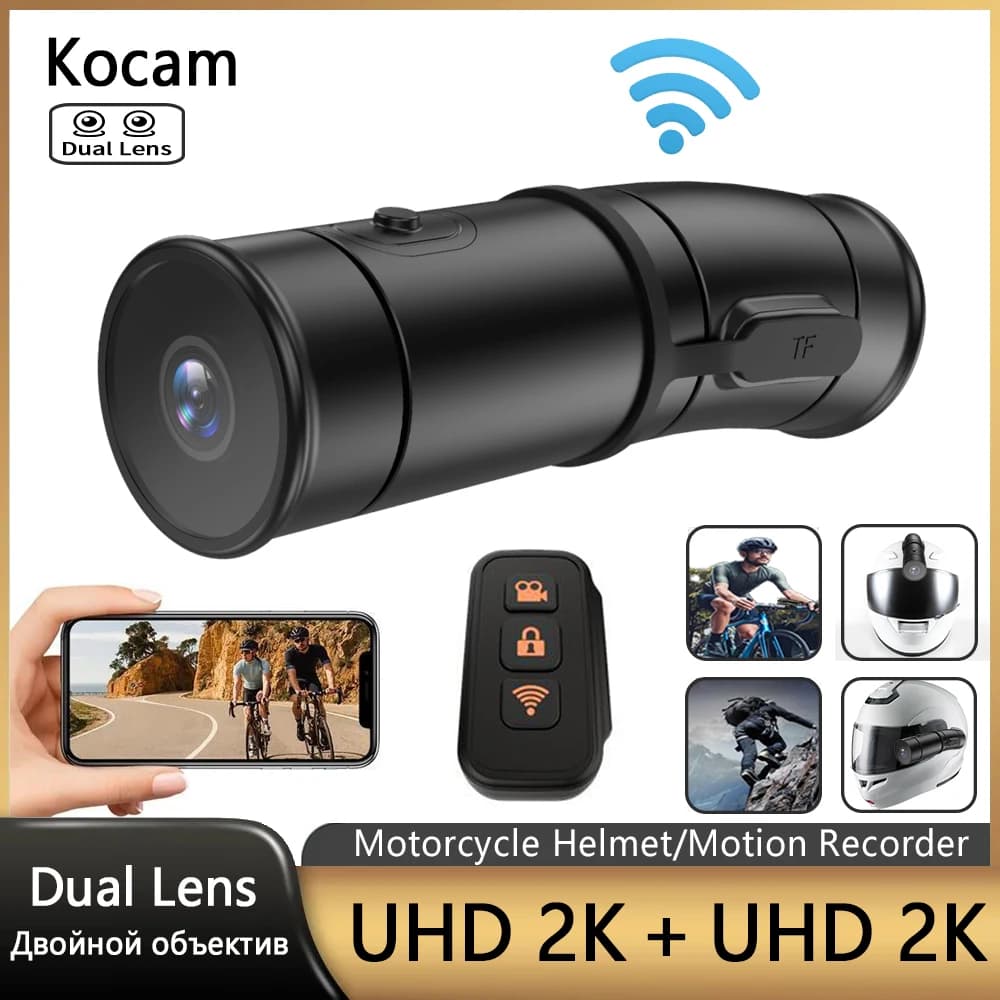 2K camera helmet WiFi Dual UHD 2K wearable bicycle Action Cam waterproof motorcycle DVR Dash Cam Vlog video recorder