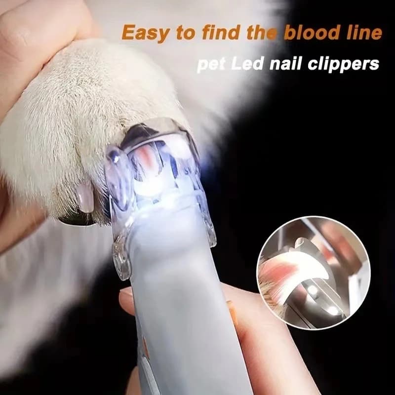 Tagliaunghie per animali domestici a LED con lama leggera in acciaio inossidabile Manico antiscivolo per gatti Cani Strumento per toelettatura di piccoli animali
