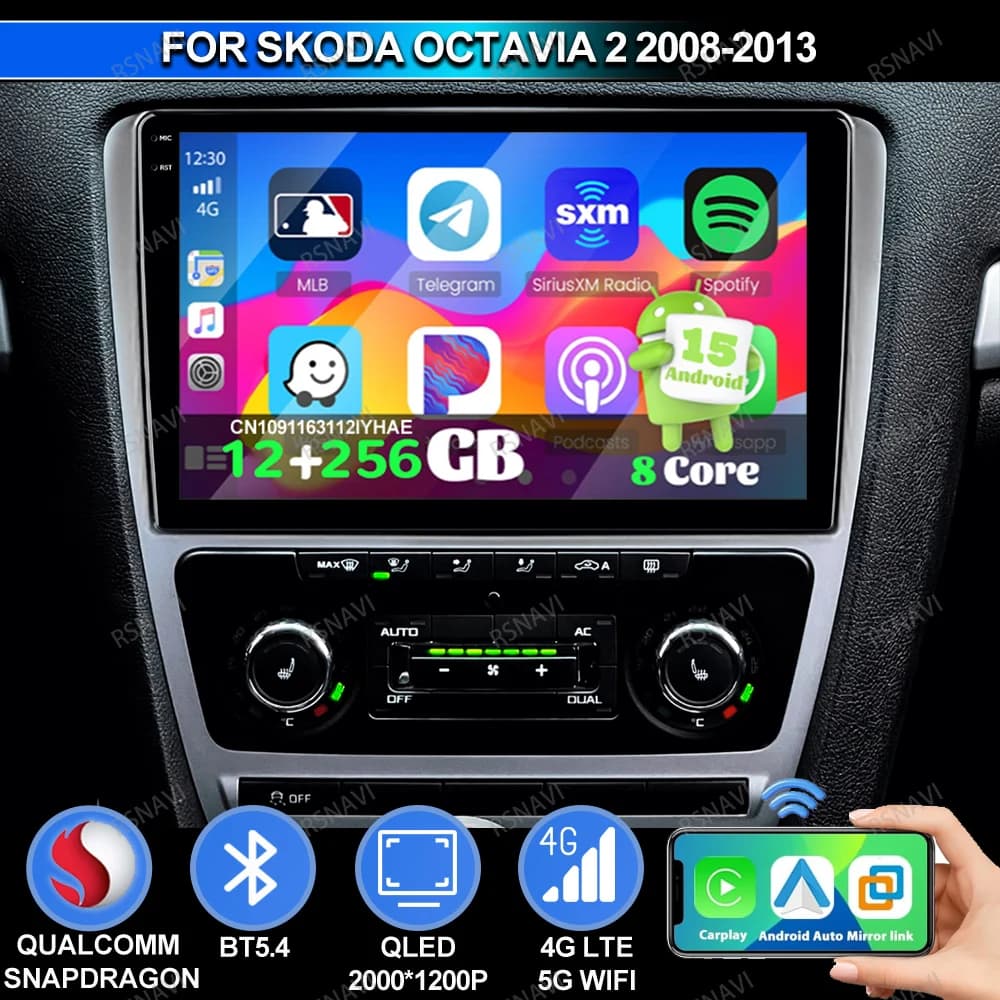 Autoradio Android 15 Per Skoda Octavia 2 2008-2013 Golf Mk5 Automotive Instruments Phone support Car deodorants DVD navigation