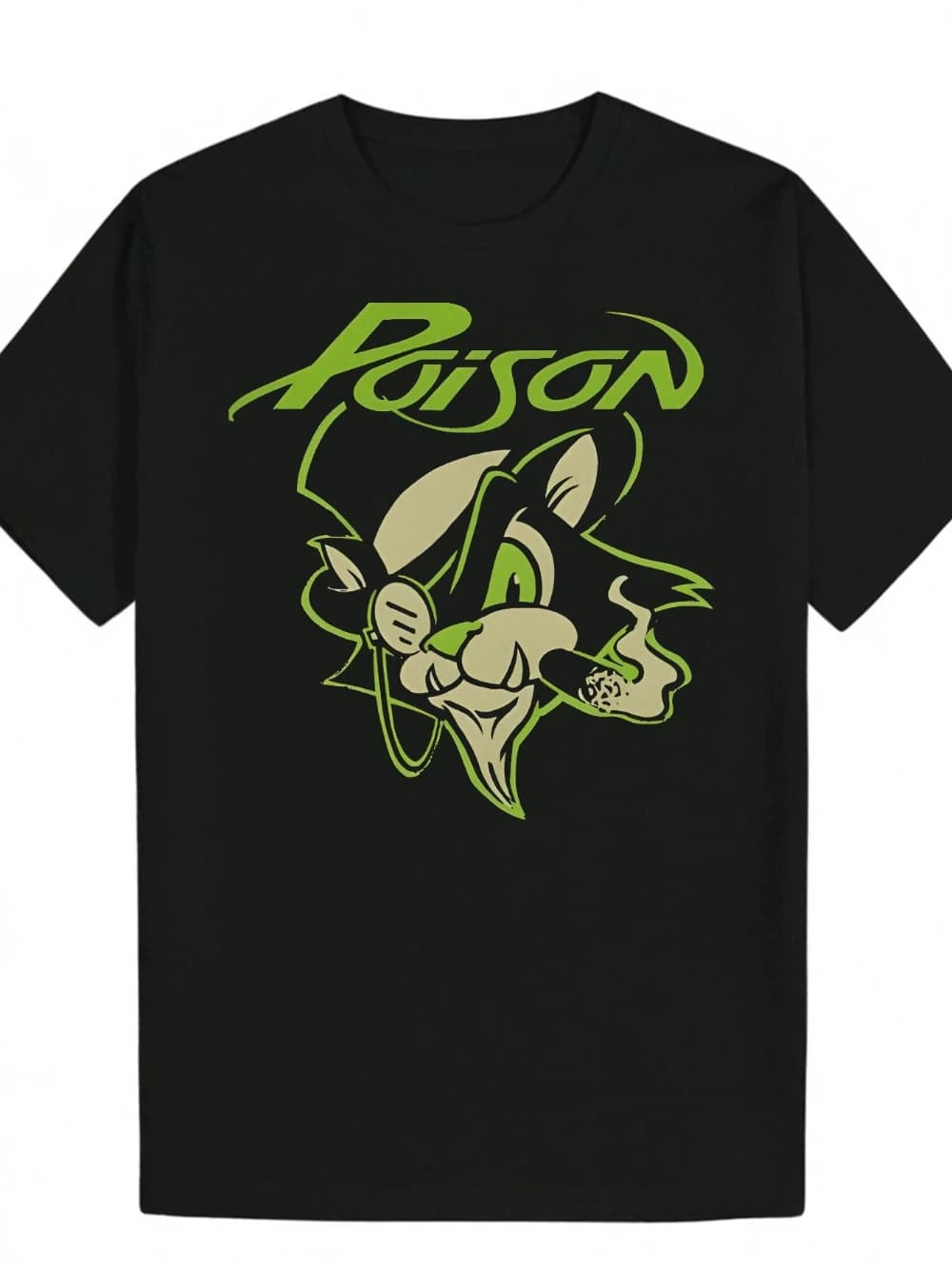 T-shirt da uomo con logo iconico Poison Ivy Talking Tom - T-shirt con grafica pop culture verde neon e nera in puro cotone per tutte le stagioni