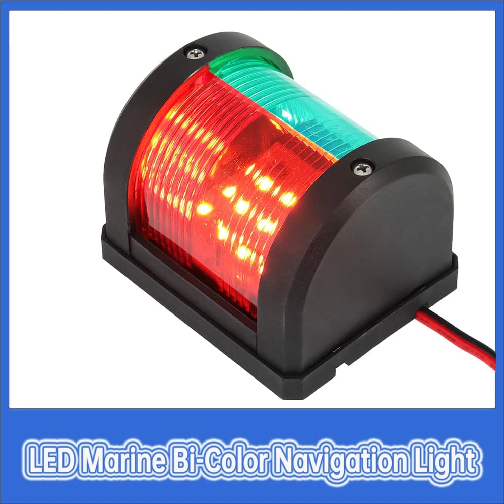 Lampada di ancoraggio marina impermeabile da 360 gradi Luce di navigazione bicolore Luce di segnalazione a vela rossa e verde 12V per yacht per barche