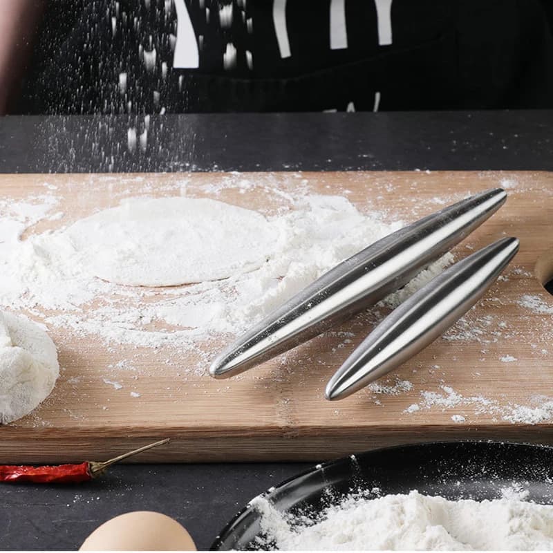 Stainless Steel Rolling Pin Non-Stick Kitchen Utensil for Dough Pizza Noodles Cookies Dumplings Making Baking Tools in 18/24/30