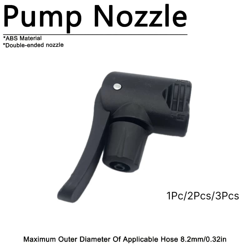 1Pc/2Pcs/3Pcs ABS Dual Head Bike Pump Nozzle Replacement 8.2mm Hose Diameter Universal Air Pump Connector