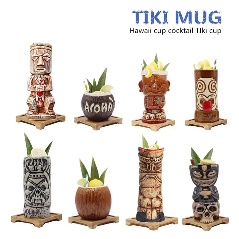 Tazze Tiki Hawaii Tazza da cocktail Tazza da birra Tazza da vino Tazze Tiki in ceramica Ottimo per bevande da cocktail