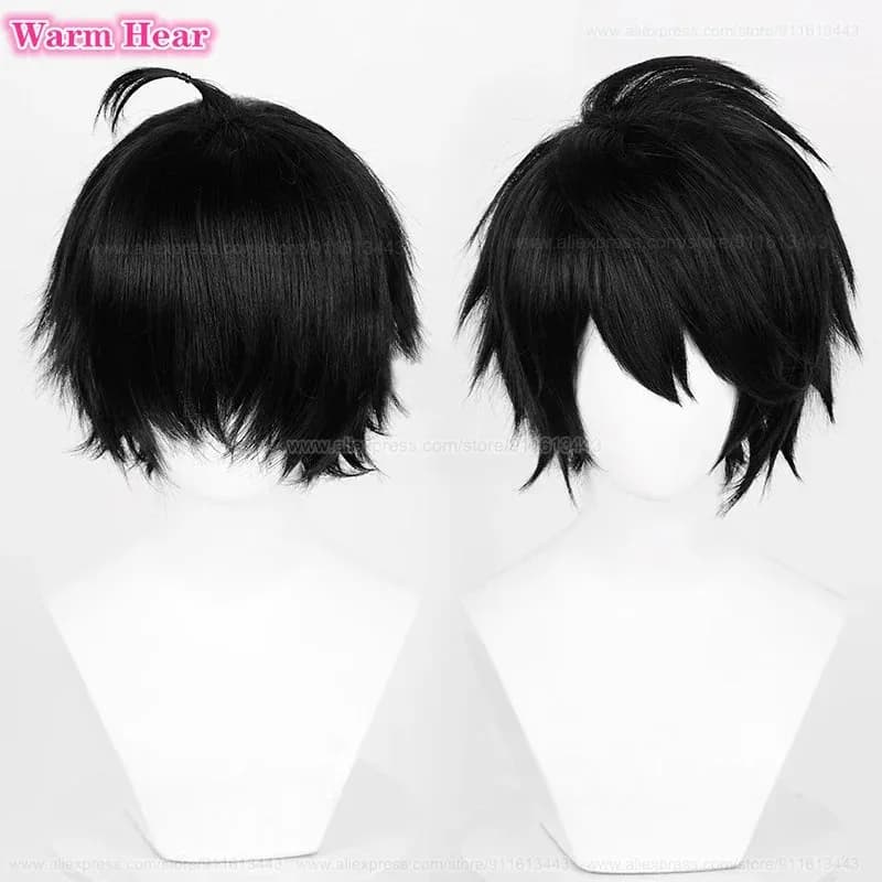 L.Lawliet Gender-Neutral 35-Cm Black Anime Heat-Resistant Wig, Suitable for Halloween and Christmas Parties
