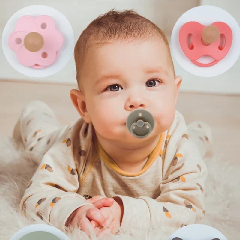 2PCS Baby Pacifier Baby Soothers Two-color Round Head Flat Head Day and Night with Food-grade Liquid Silicone